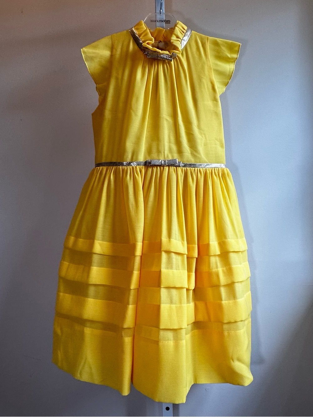 Hucklebones London Flutter Sleeve Bodice Dress Marigold Yellow NWT 12Y